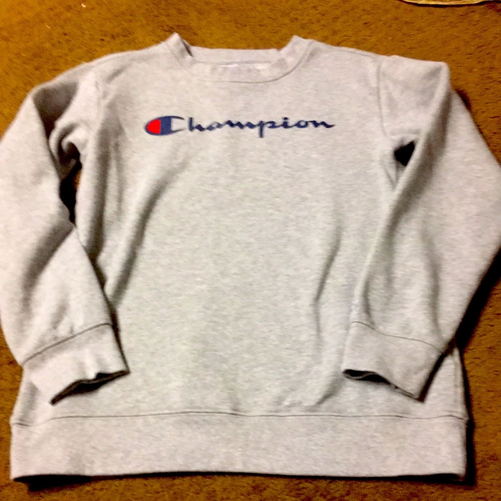 Champion Large solid gray sweatshirt L 14-16 EUC